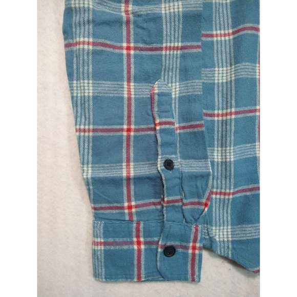 NWT Lucky Brand Blue Plaid Flannel Long Sleeve Shirt Mens Size Large - Picture 4 of 11
